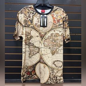 NWT victorious Los Angeles World Map Print Men's Shirt